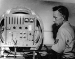 Lowry AFB PMEL School, 1963; Andre Grabel Measuring Pellet Speed.  [G. Blood]